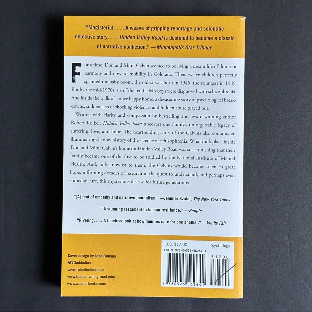 Hidden Valley Road by Robert Kolker | Non-fiction, Psychology | Paperback Book - Picture 2 of 9
